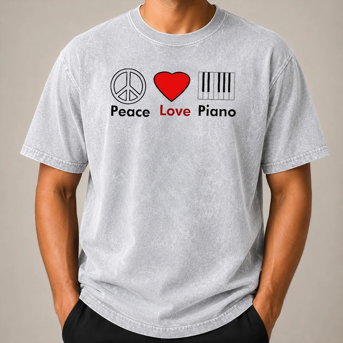 Nice Hot Peace Love Piano Shirt - Image 8