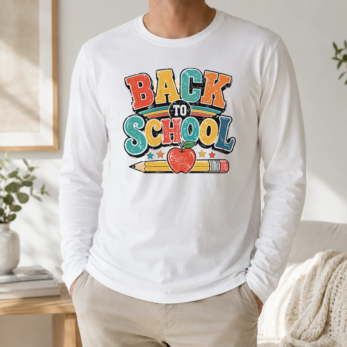 Hot Pretty Retro Vintage Back To School Apple Pencil Shirt - Image 5