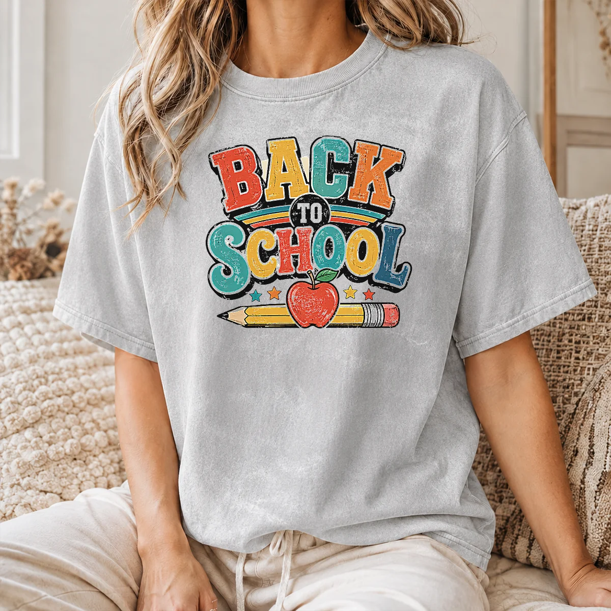 Hot Pretty Retro Vintage Back To School Apple Pencil Shirt - Image 8