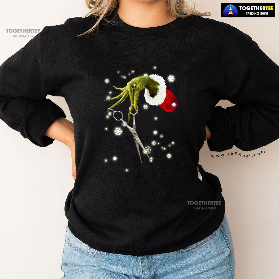 Grinch Hand Scissors Hairstylist How The Grinch Stole Christmas Sweatshirt - Image 2