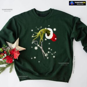 Grinch Hand Scissors Hairstylist How The Grinch Stole Christmas Sweatshirt