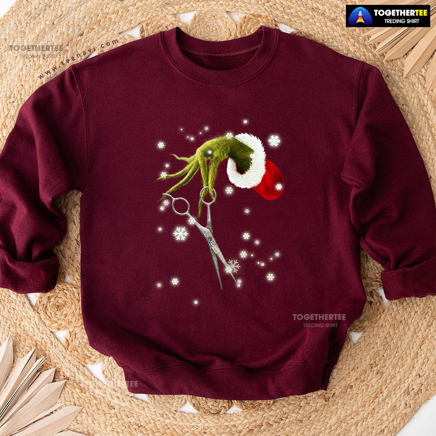 Grinch Hand Scissors Hairstylist How The Grinch Stole Christmas Sweatshirt - Image 6