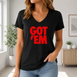 Alternative view of Happy Awesome Got Em Bold Red Text Shirt