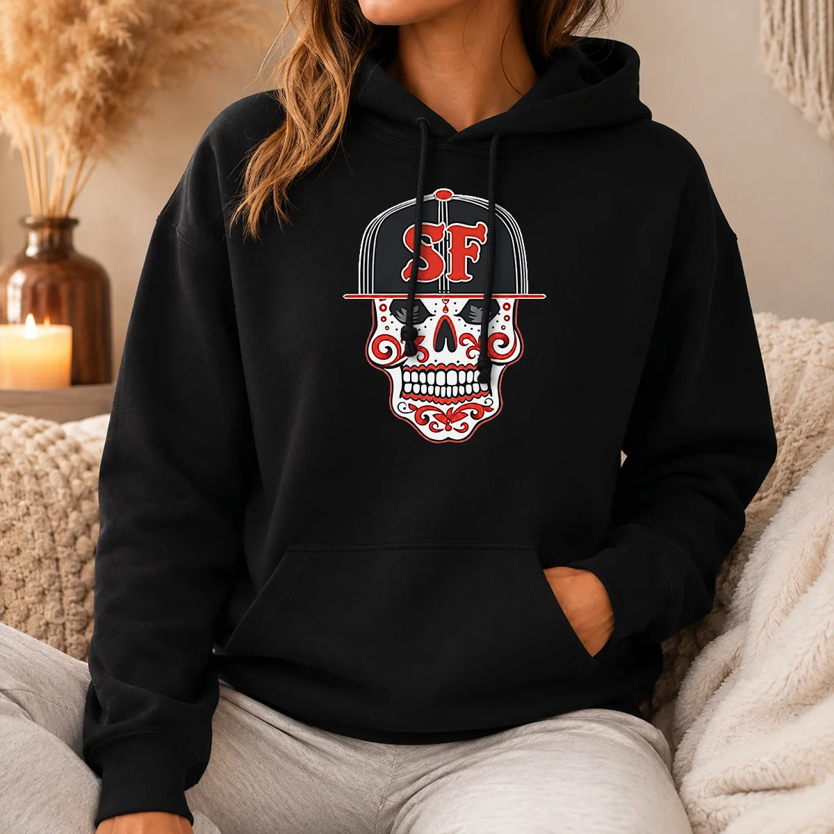 Official Sf Sugar Skull San Francisco Hat Shirt - Image 5