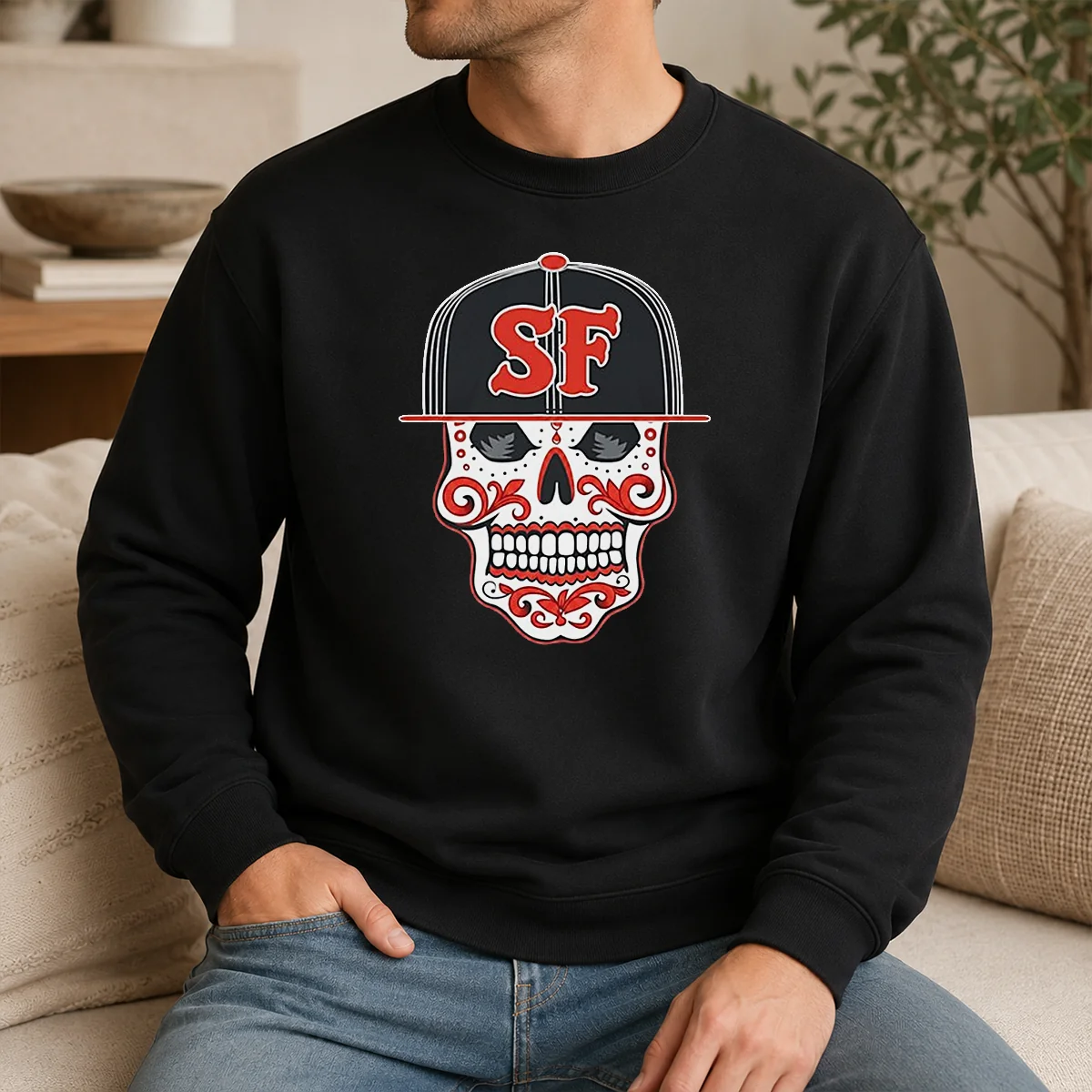 Official Sf Sugar Skull San Francisco Hat Shirt - Image 7