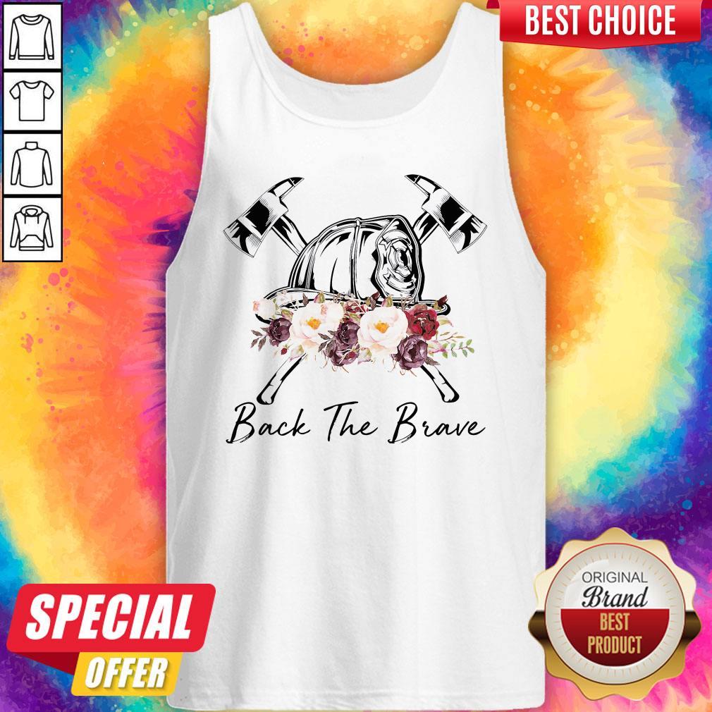 Premium Firefighter Back The Brave Flowers Shirt - Image 2