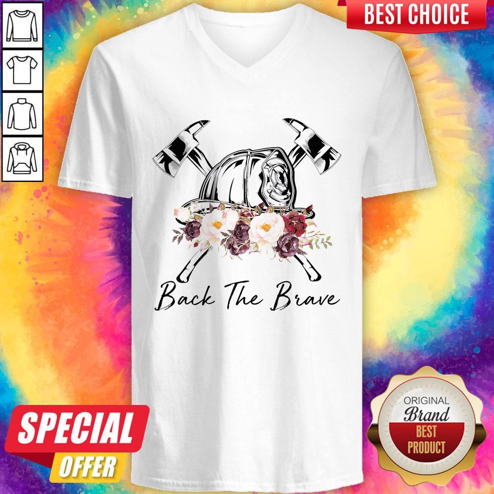 Premium Firefighter Back The Brave Flowers Shirt - Image 5