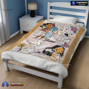 Alternative view of Official Disney Chibi Moana Alice Tinker Bell Pocahontas  Blanket Fleece Customized Blanket