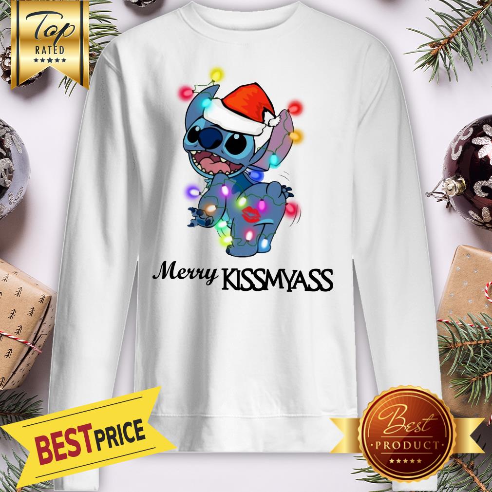 Official Santa Stitch Merry Kissmyass Shirt - Image 4