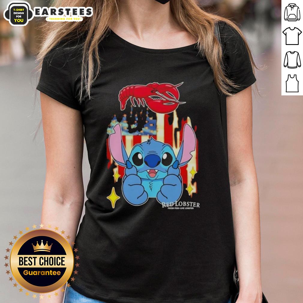 Cute Stitch Like Red Lobster USA Flag T-Shirt - Image 2