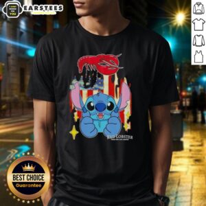Cute Stitch Like Red Lobster USA Flag T-Shirt