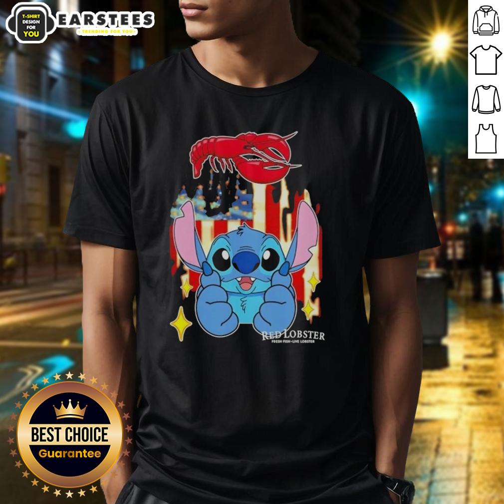 Cute Stitch Like Red Lobster USA Flag T-Shirt