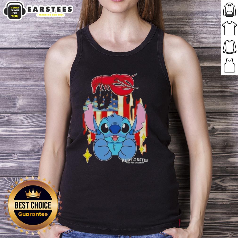 Cute Stitch Like Red Lobster USA Flag T-Shirt - Image 3