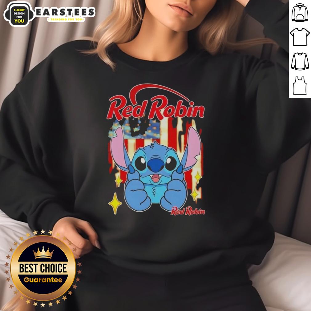 Cute Stitch Like Red Robin USA Flag T-Shirt - Image 4