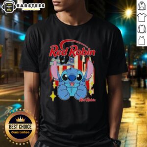 Cute Stitch Like Red Robin USA Flag T-Shirt