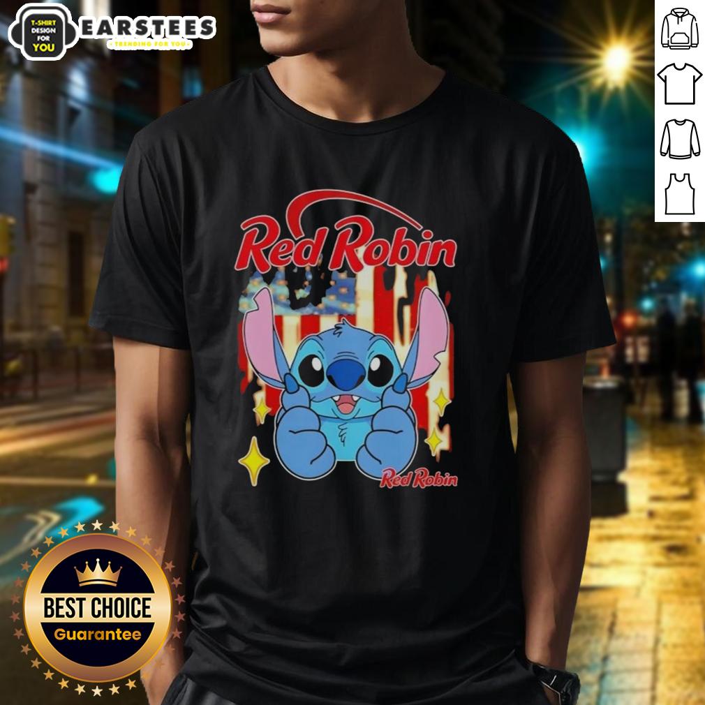 Cute Stitch Like Red Robin USA Flag T-Shirt