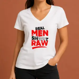 Alternative view of Funny Real Men Shoot Raw Photography Camera Shutter Aperture Shirt