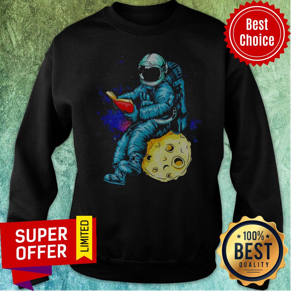 Official Astronaut Reading Book In The Moon Space Shirt - Image 5