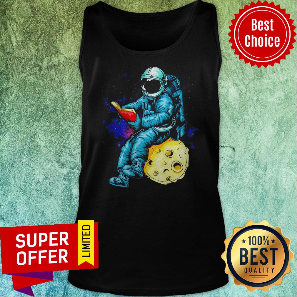 Official Astronaut Reading Book In The Moon Space Shirt - Image 4
