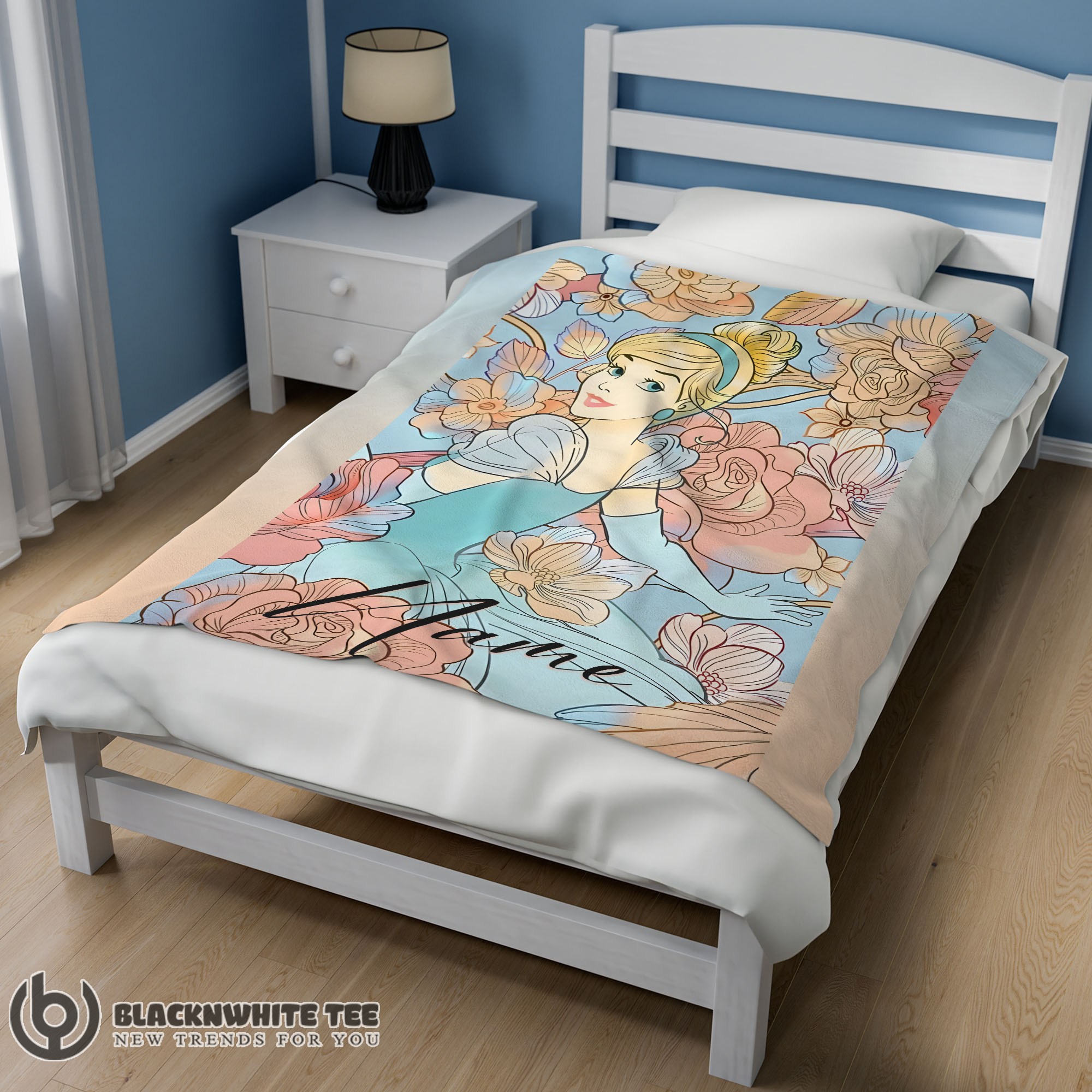 Awesome Disney Cinderella Elegant Princess Bloom Blanket Fleece Customized Blanket - Image 2