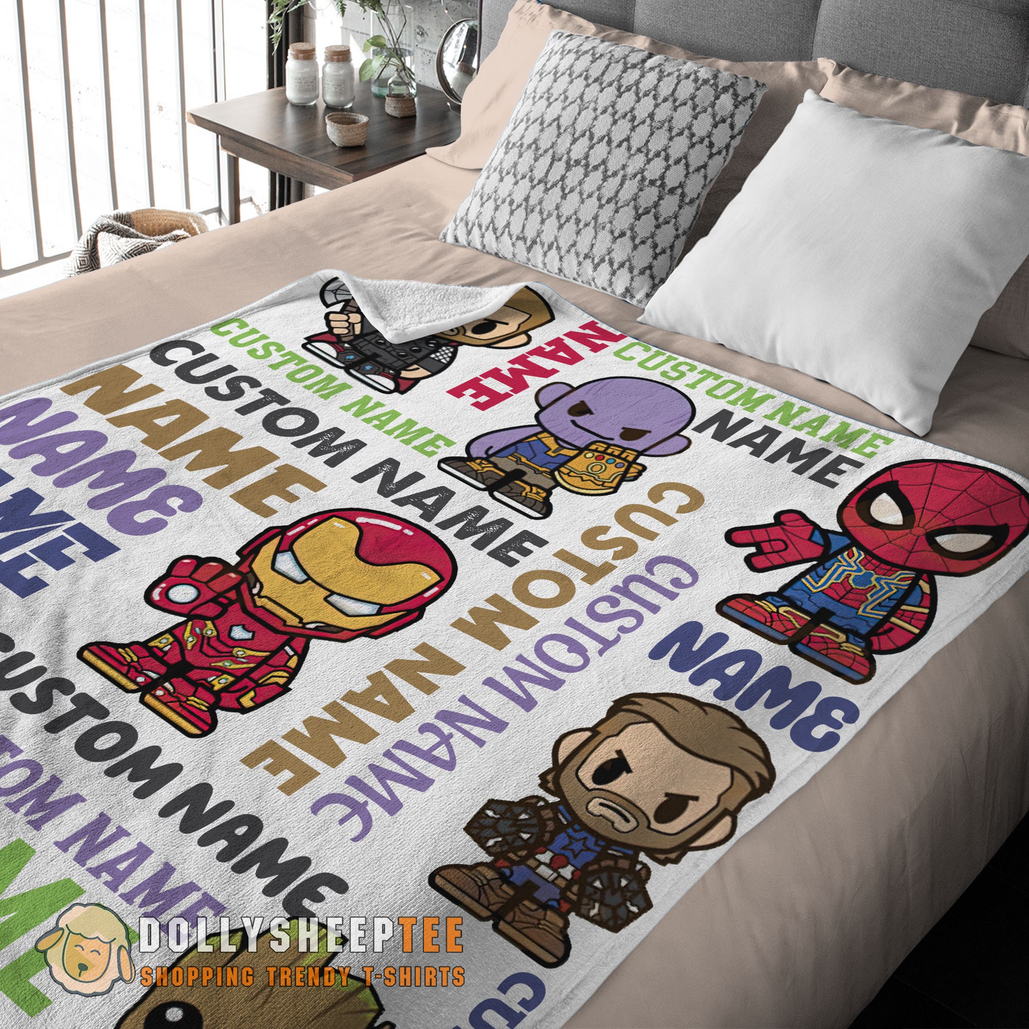 Official Top Personalized Marvel Superheroes And Thanos Blanket Fleece Customized Blanket - Image 3