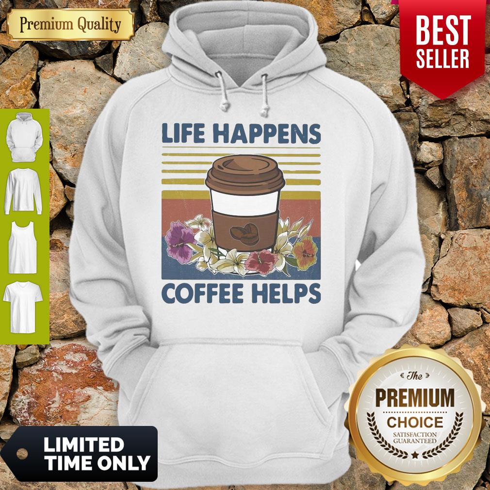 Original Life Happens Coffee Helps Flower Vintage Shirt - Image 2