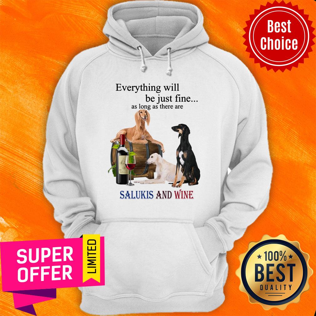Saluki Just Fine With Wine For Saluki Lover Shirt - Image 2