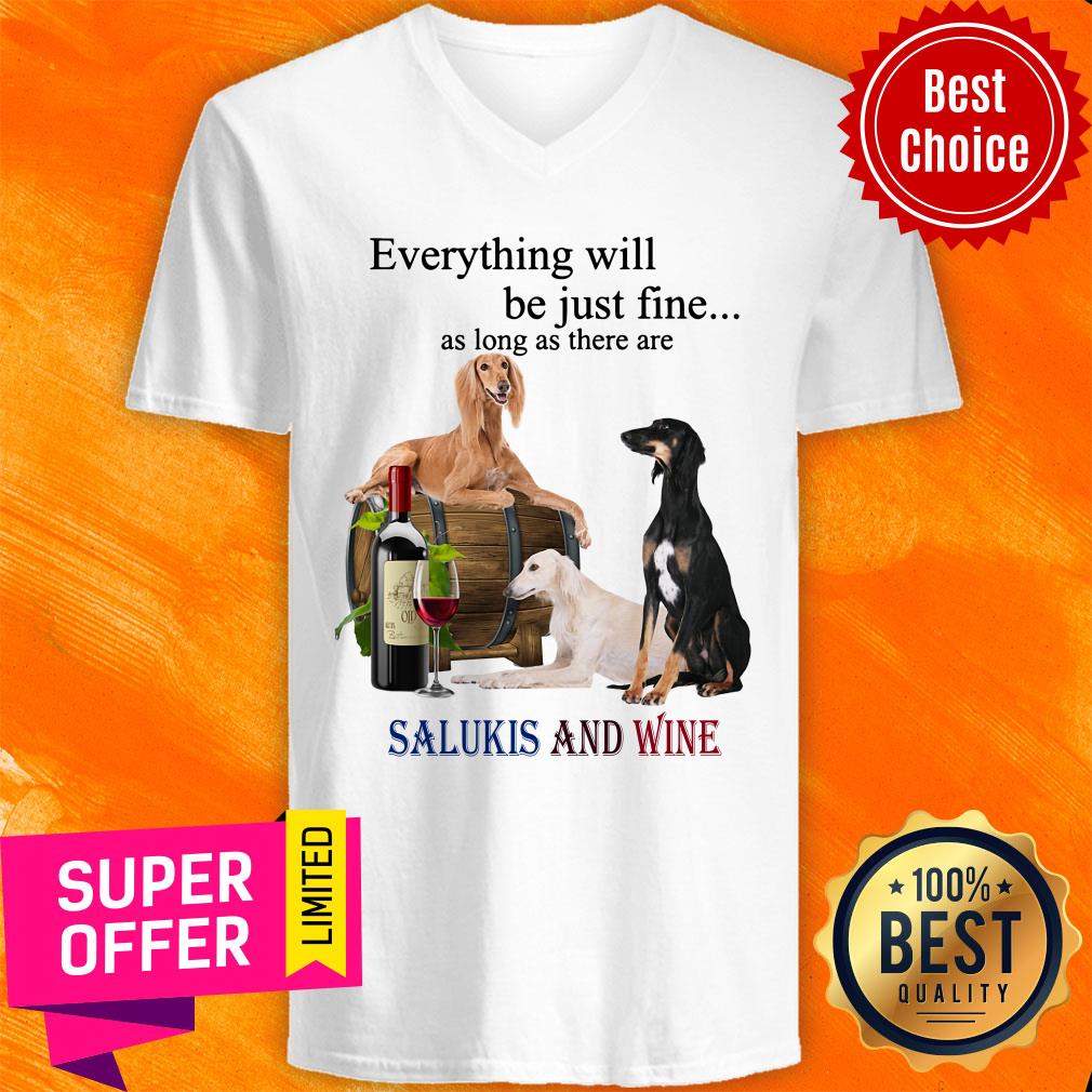 Saluki Just Fine With Wine For Saluki Lover Shirt - Image 3