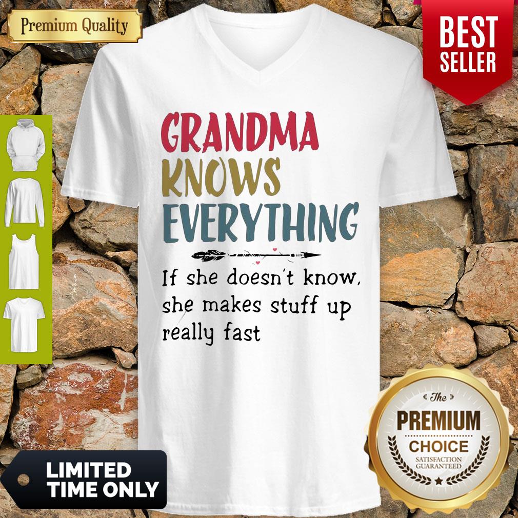 Original Grandma Knows Everything She Makes Stuff Up Really Fast Shirt - Image 2