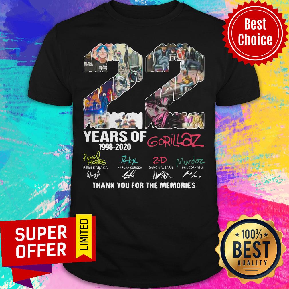 Funny 22 Years Of 1998 2020 Gorillaz Signatures Shirt