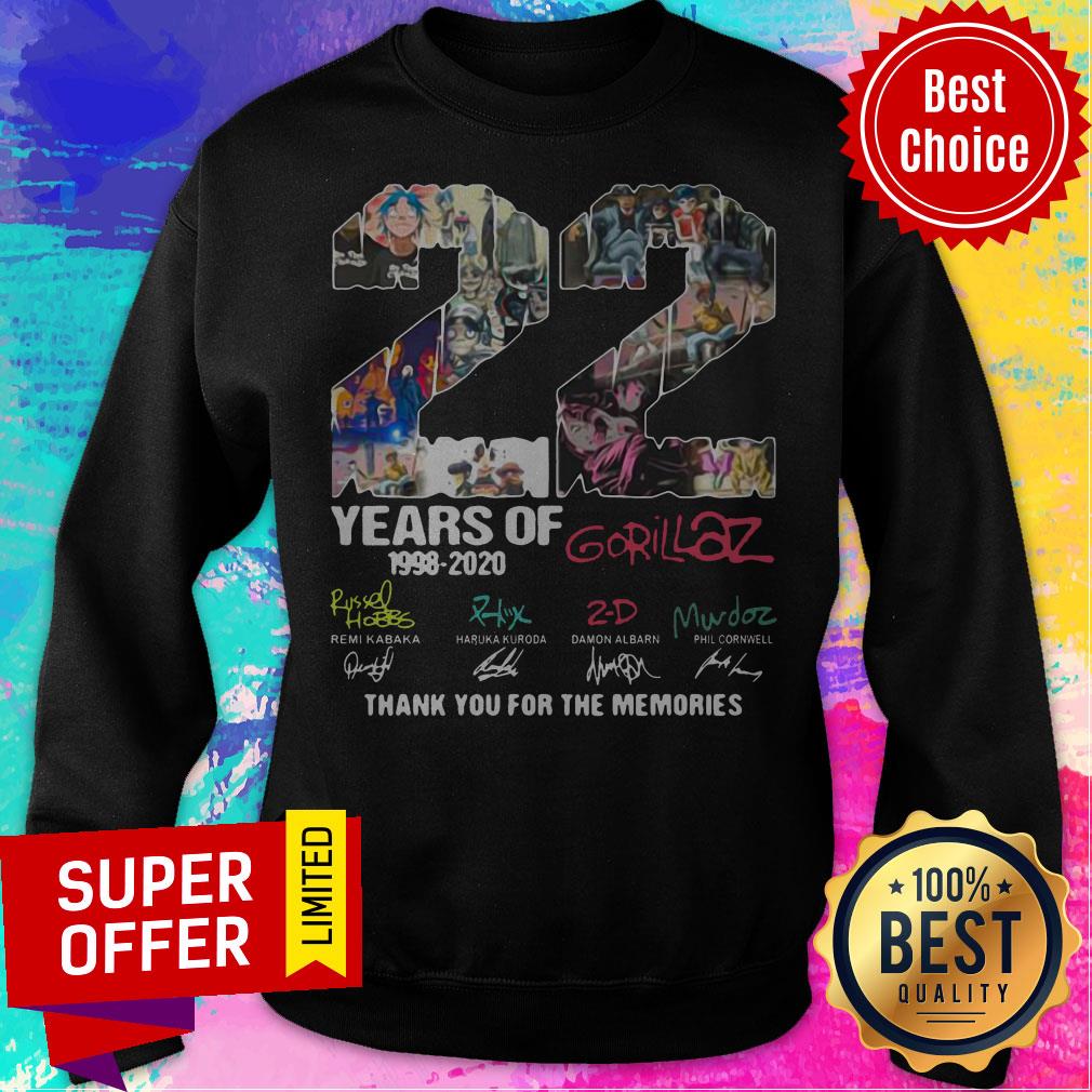 Funny 22 Years Of 1998 2020 Gorillaz Signatures Shirt - Image 2