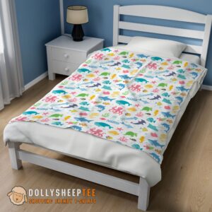 Alternative view of Happy Hot Under The Sea Pattern Blanket Fleece Customized Blanket