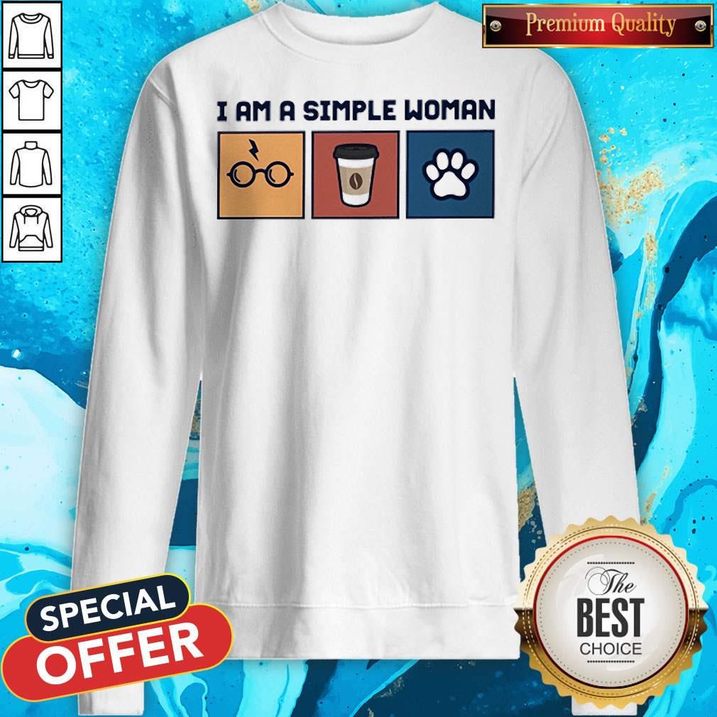 I Am A Simple Woman Harry Potter Coffee And Dog Paws Shirt - Image 4