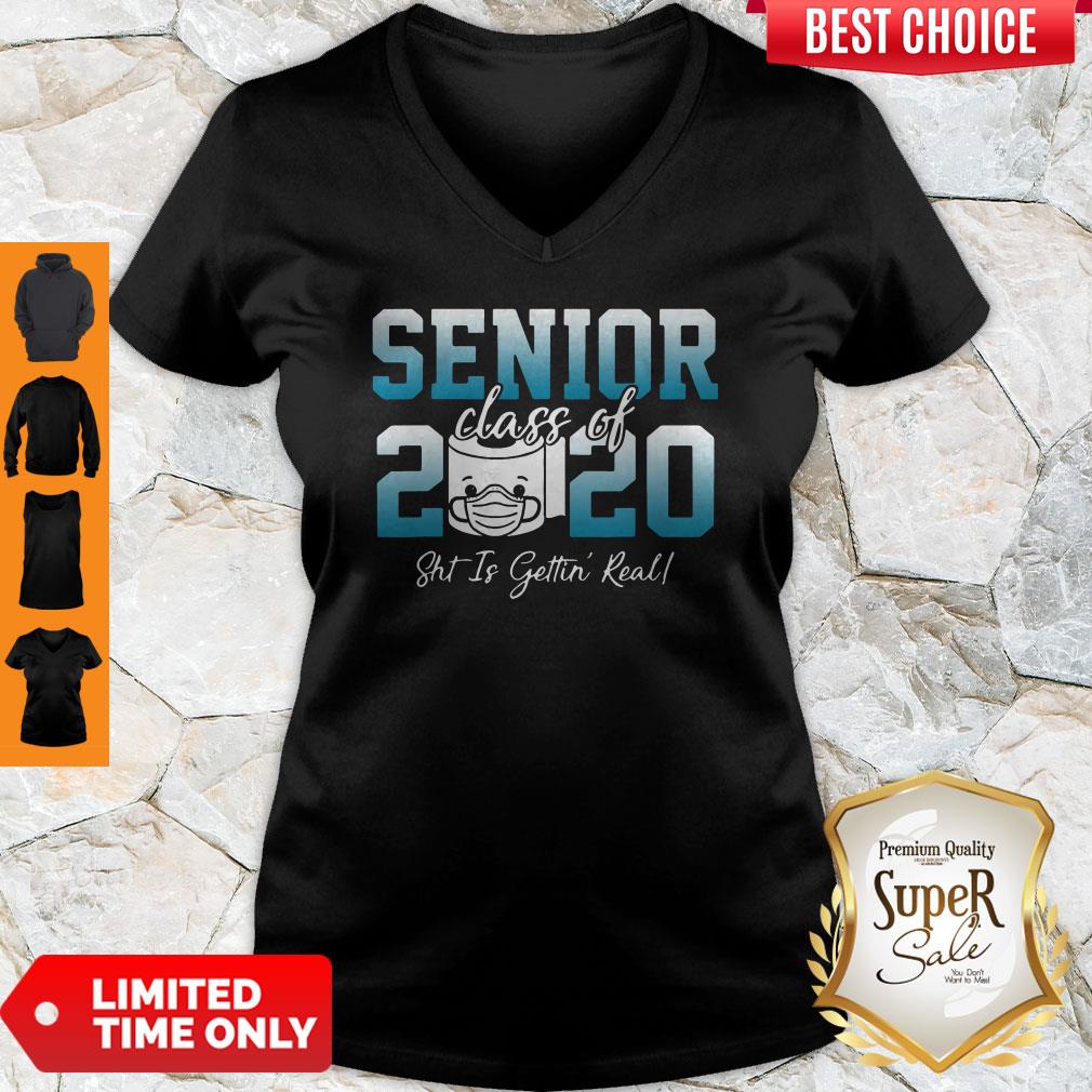 Awesome Senior Class Of 2020 Shit Is Getting Real 2020 Toilet Paper Shirt - Image 4