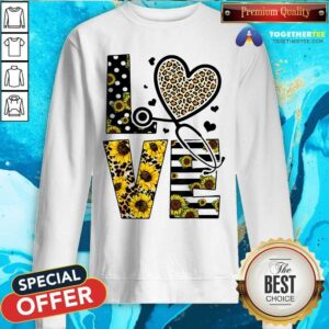 Alternative view of Medical Stethoscope Love Sunflower Leopard Shirt