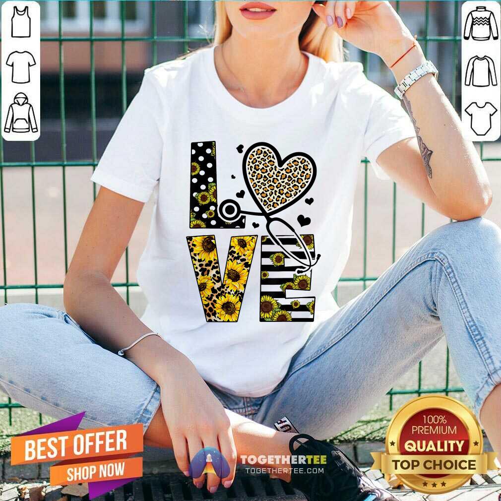 Medical Stethoscope Love Sunflower Leopard Shirt - Image 3