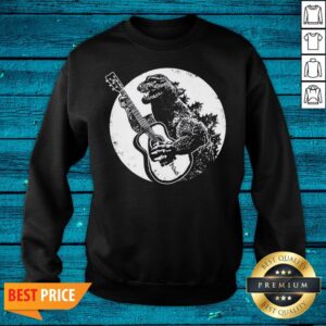 Alternative view of Premium Godzilla Playing Guitar Retro Shirt