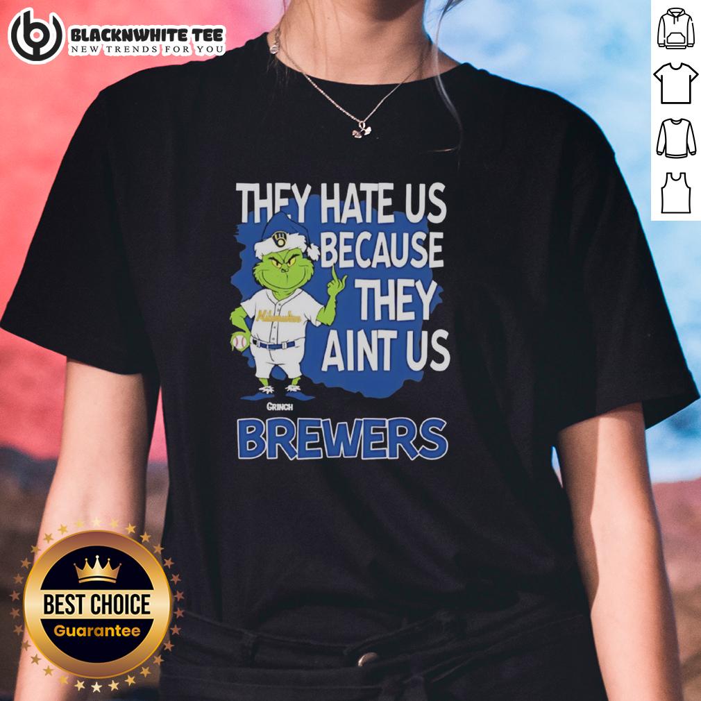 Official Milwaukee Brewers Grinch Christmas They Hate Us Ain't Us T-Shirt - Image 3