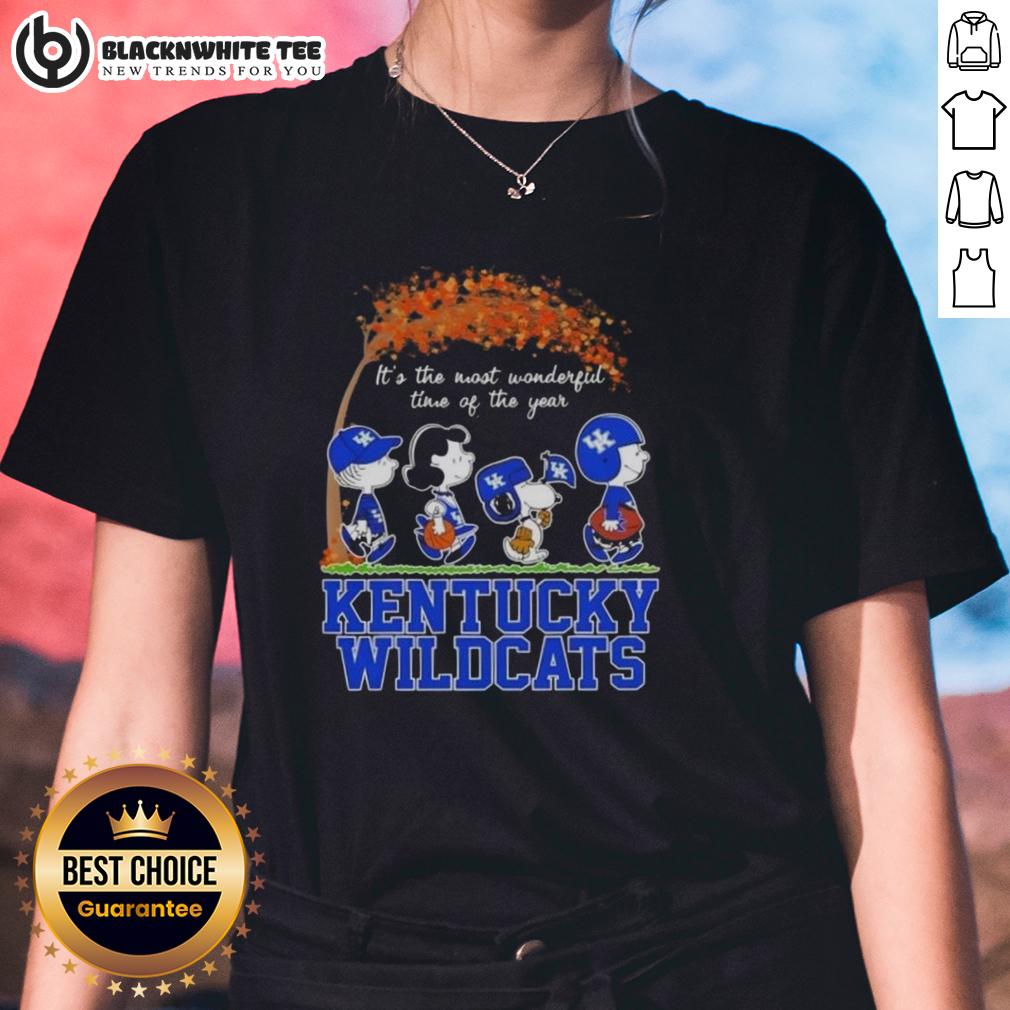 Awesome Kentucky Wildcats X Peanuts Snoopy And Friends Autumn It's The Most Wonderful Time Of The Year T-Shirt - Image 3