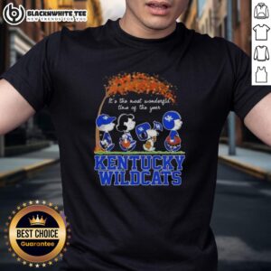 Awesome Kentucky Wildcats X Peanuts Snoopy And Friends Autumn It's The Most Wonderful Time Of The Year T-Shirt
