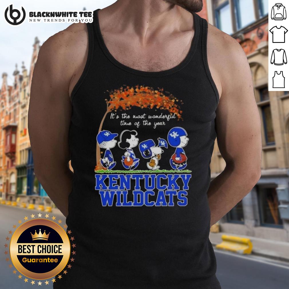 Awesome Kentucky Wildcats X Peanuts Snoopy And Friends Autumn It's The Most Wonderful Time Of The Year T-Shirt - Image 4