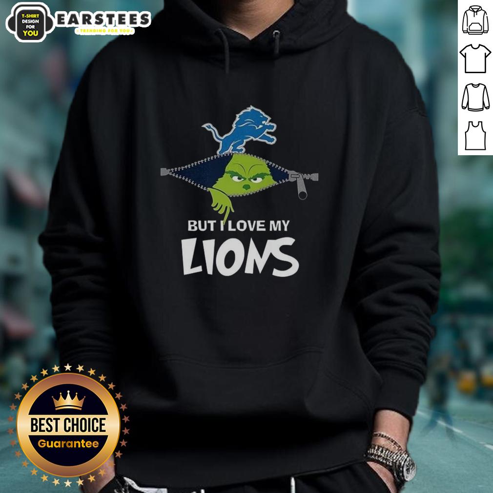 Awesome Grinch Zipper I Hate People But I Love My Detroit Lions Football Christmas T-Shirt - Image 2
