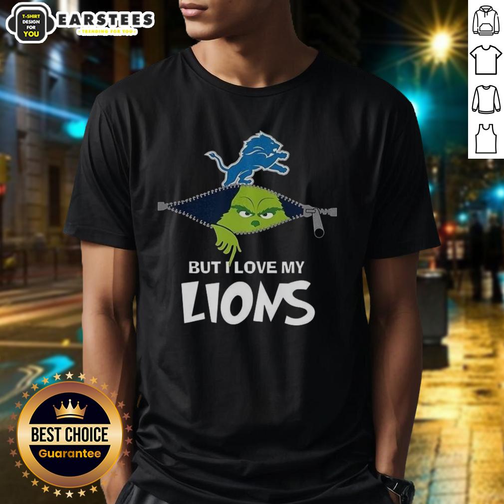 Awesome Grinch Zipper I Hate People But I Love My Detroit Lions Football Christmas T-Shirt