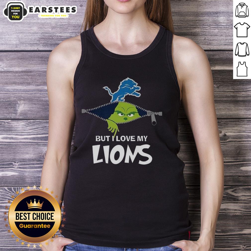 Awesome Grinch Zipper I Hate People But I Love My Detroit Lions Football Christmas T-Shirt - Image 4