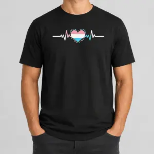 Pretty Premium Transgender Pride Flag Heart Heartbeat Line Shirt