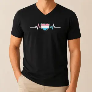 Alternative view of Pretty Premium Transgender Pride Flag Heart Heartbeat Line Shirt