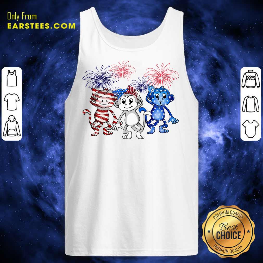 Nice Monkey Firework American Flag Shirt - Image 2