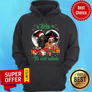 Alternative view of Premium Santa Dachshund Baby It'S Cold Outside Christmas Shirt