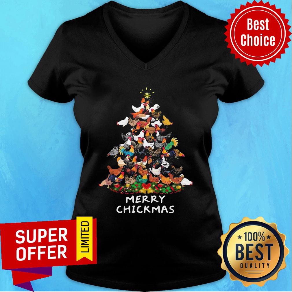 Top Chickens Merry Chickmas Christmas Tree Shirt - Image 2