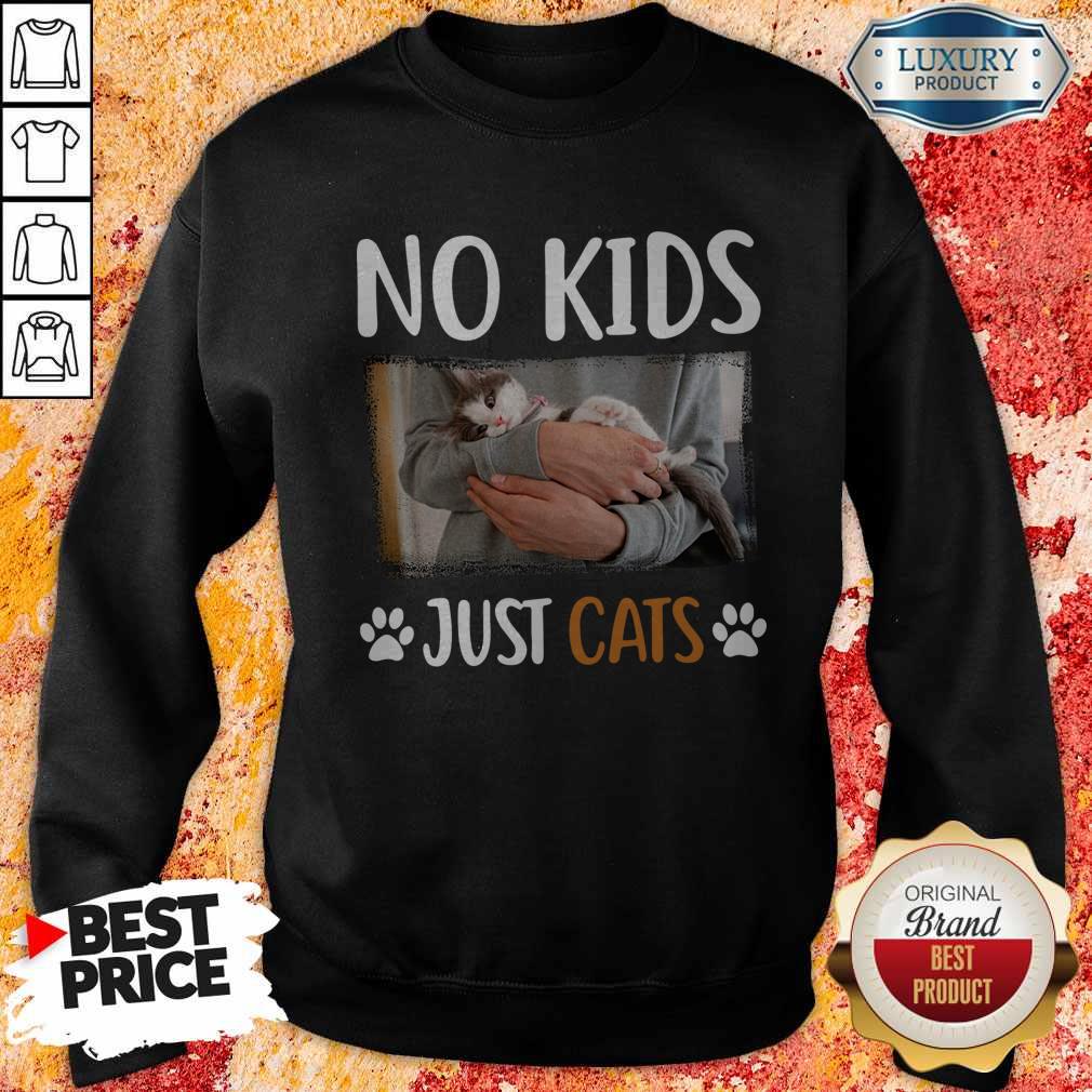Funny No Kids Just Paw Cats Shirt - Image 5